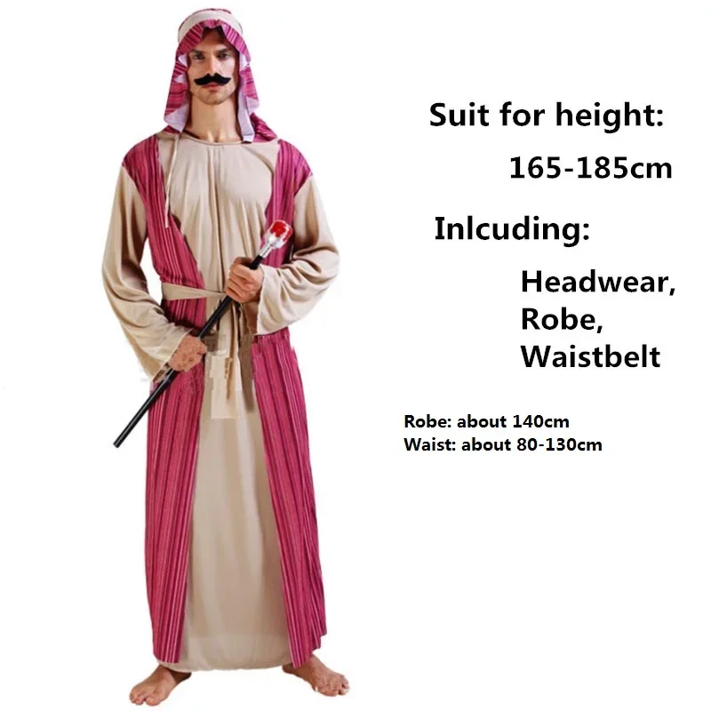 Adult Women Men Arab Middle East Cosplay Robe Clothes Carnival Role Play Party Decoration Halloween Costume Fancy Dress