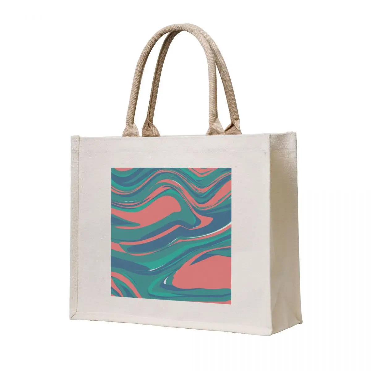 

Tropical abstract liquid art Red and green marbled swirl illustration Tote Bag canvas tote handbag Canvas shoulder bag