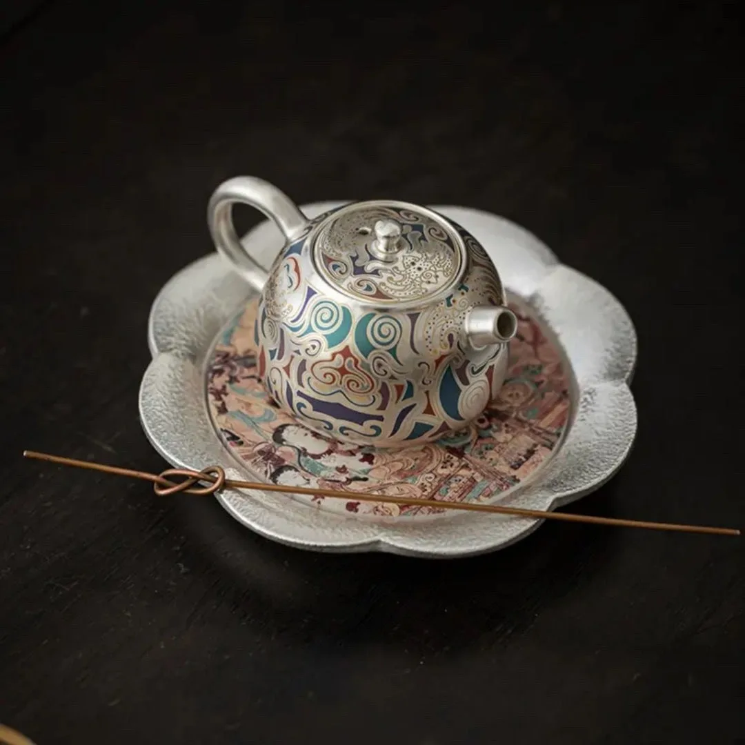 Nepal Dunhuang Art Porcelain Body Gilded Silver Pot Gift Box Set High End Kung Fu Tea Set Private Customized Gift