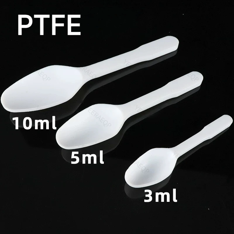 PTFE Short Handle Medicine Spoon Sample Spoon, Laboratory Sampling Spoon, Corrosion Resistant, Acid and Alkali Resistant, 3-10mL