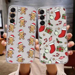 Cartoon Merry Christmas Phone Case for Samsung Galaxy S24 S23 S22 Plus S21 FE S25 Ultra 5G Clear Soft Cover New Year Gift Fundas