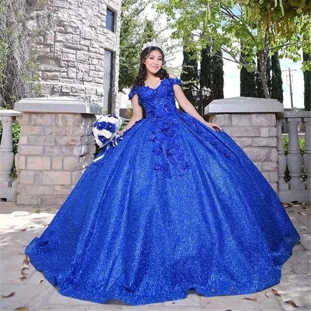 Bealegantom-Vestido De baile De quinceañera con hombros descubiertos, Vestido De baile 3D, flores hechas a mano, dulce 16, 15 años, 2023