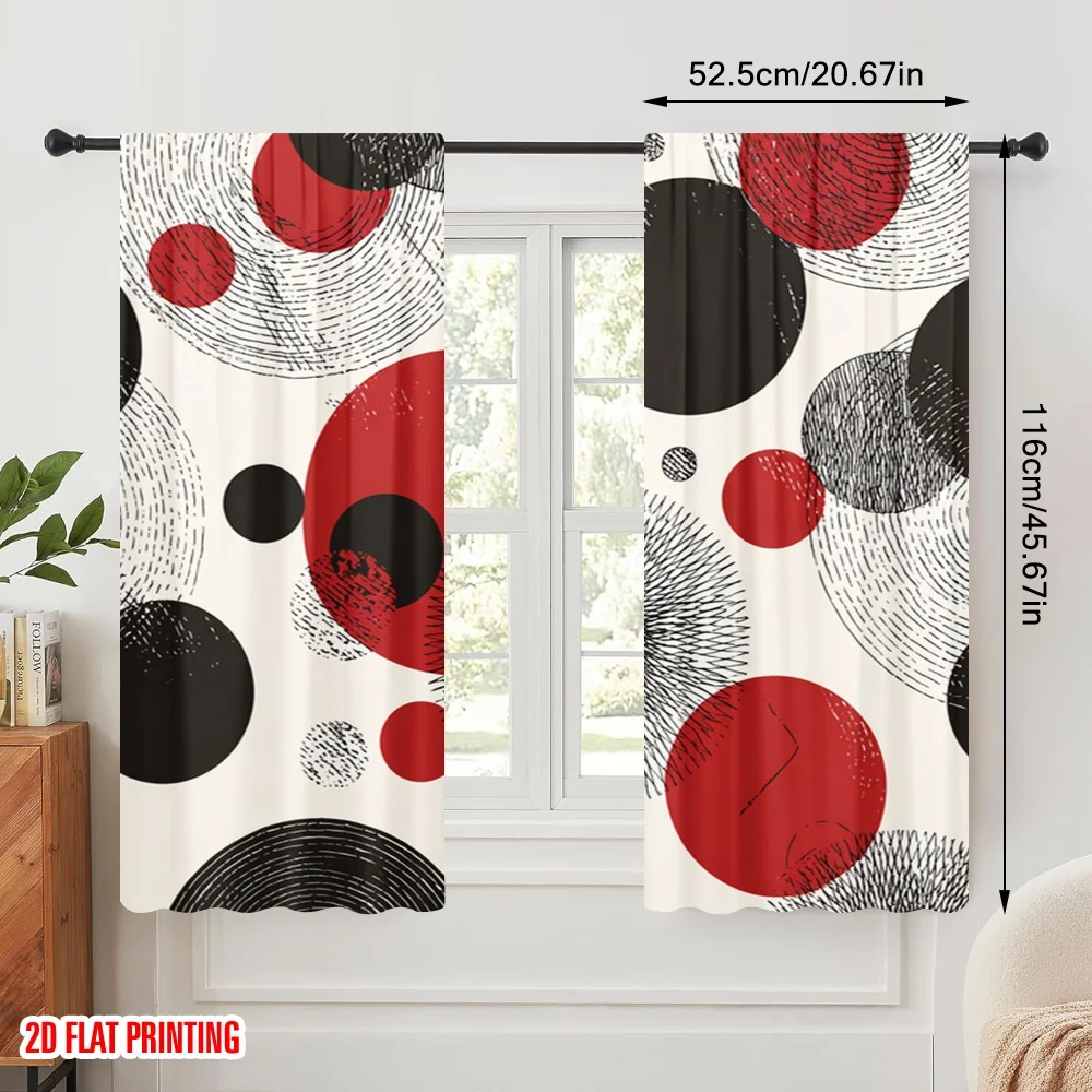 2pcs,2D plane printing Popular Curtain Panels Geometric Circle Fusion Polyester Fabric (without rod) Art Deco Festive Ldeal for