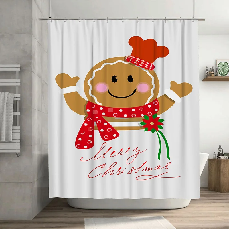 

Tuniu праздничный пряничный человечек праздничный декор для ванной комнаты занавеска для душа забавный рождественский кухонный тематический водонепроницаемый тканевый фон