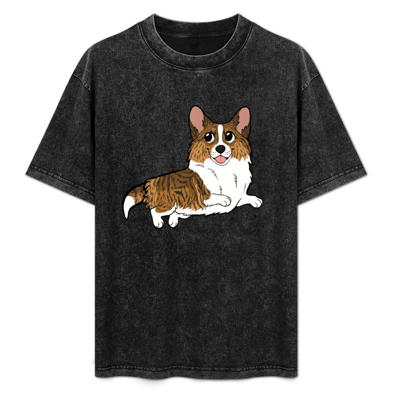CARDIGAN CORGI (brindle) - chibi T-Shirt Simple Casual Short Sleeve Tee
