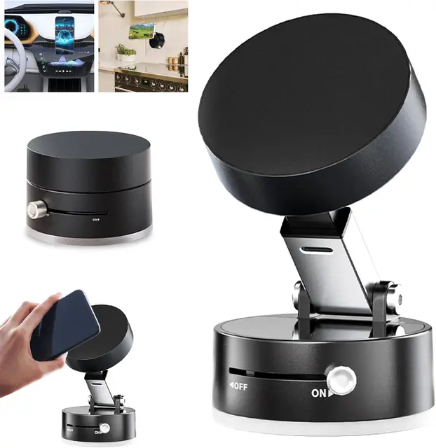 Mini próżniowy dwustronny magnetyczny uchwyt na przyssawkę Składany kuchenny uchwyt na leniwy telefon do smartfona iPhone z Androidem