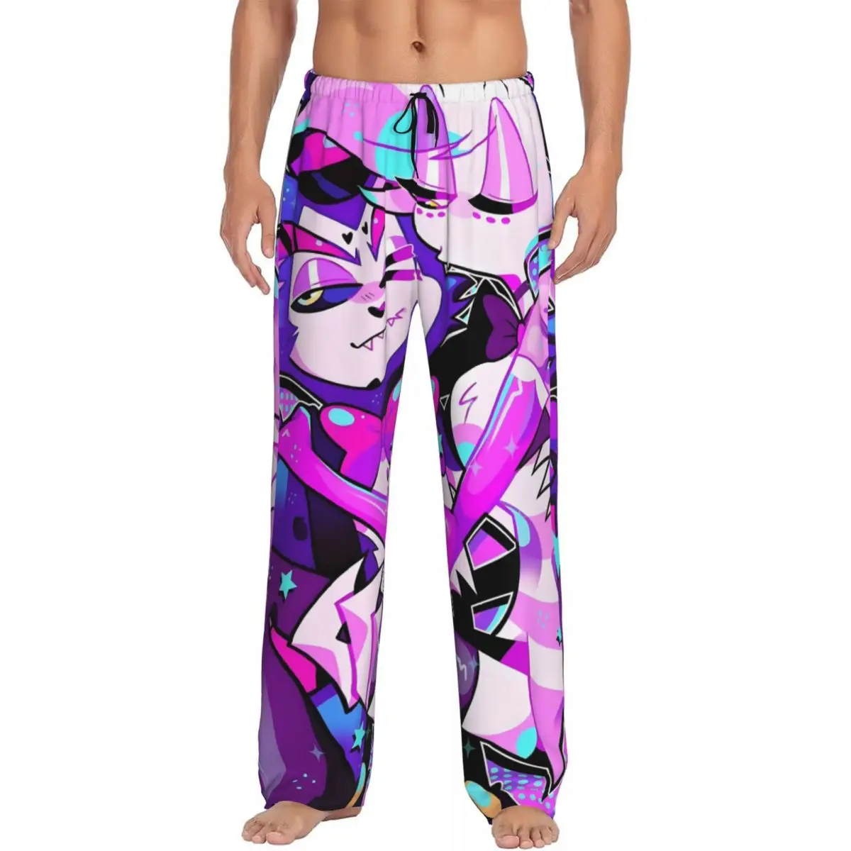 مخصص Hazbins أنيمي الفنادق بيجامة السراويل الرجال ملابس خاصة صالة النوم قيعان تمتد مع جيوب