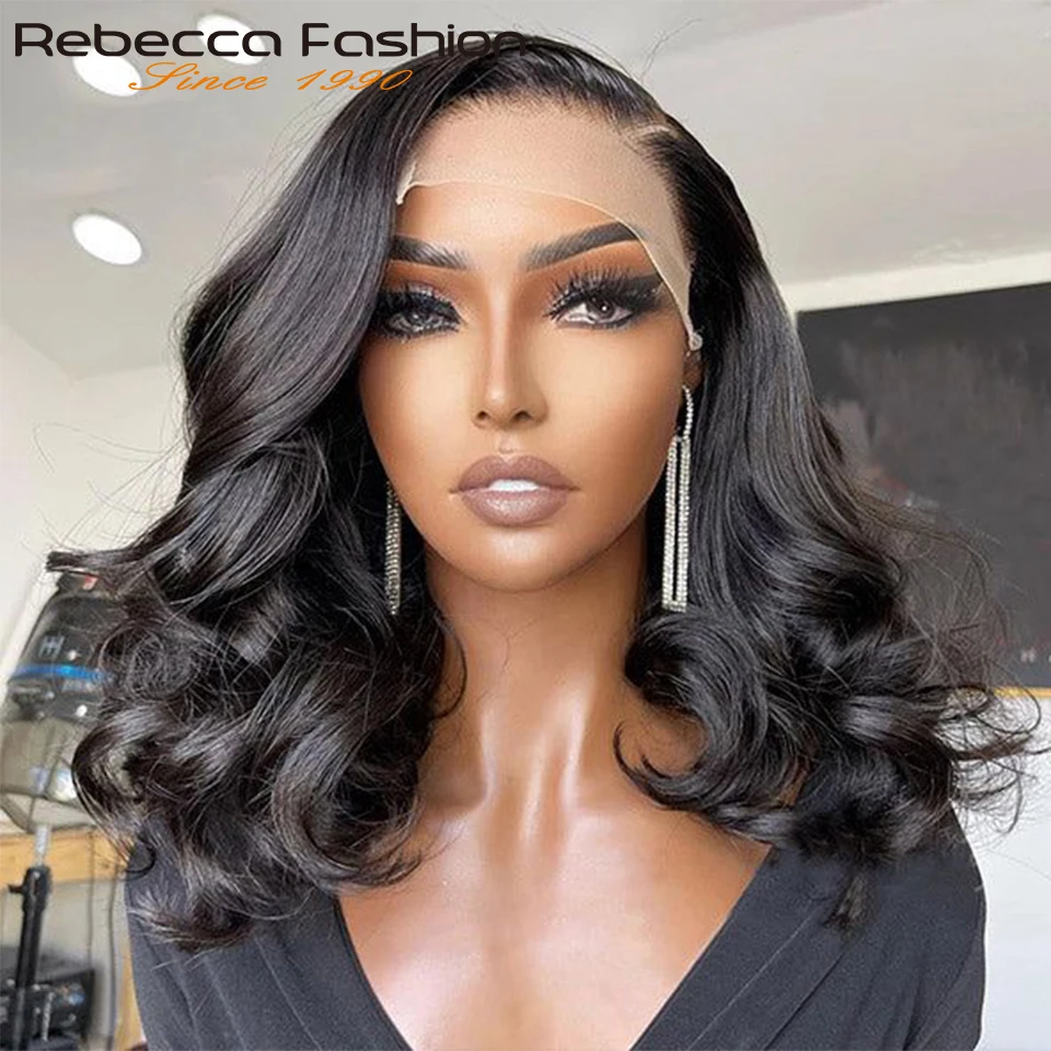 

180D Middle Part Body Wave Wig Human Hair Bob Wigs Breathable Pre Plucked Brazilian Lace Front Wigs For Women Natural Color Wigs