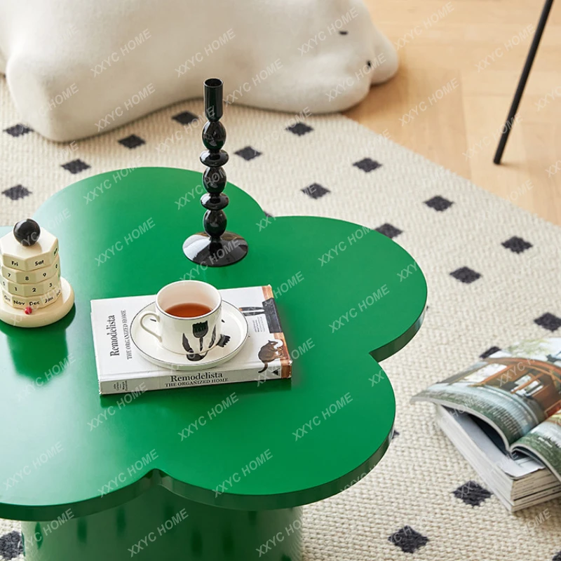 Special-Shaped Flower Coffee Table Home Living Room Simple Green Small Apartment Creative Low Table