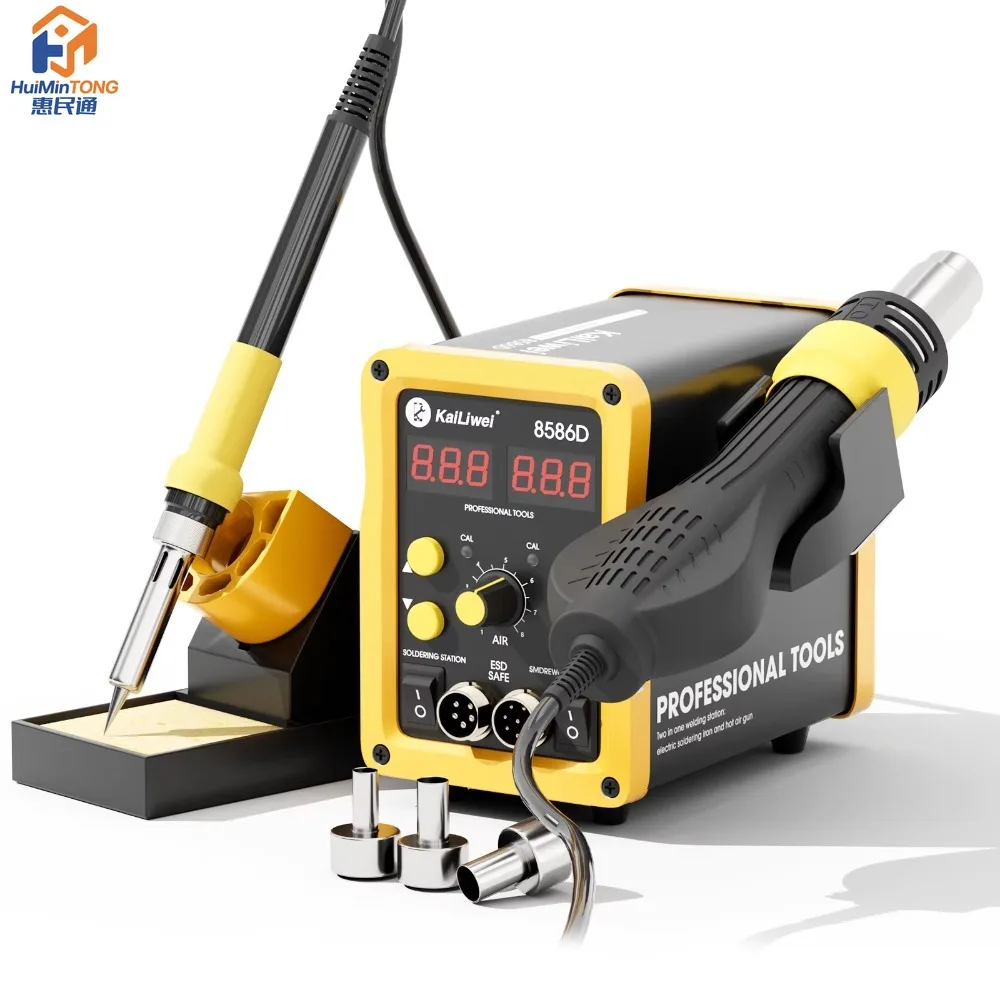 Kailiwei 750W Rework Soldering Staion Digital 2 in 1 Hot Air Gun Led Display Welding Station for Mobile Phone Solder Repair