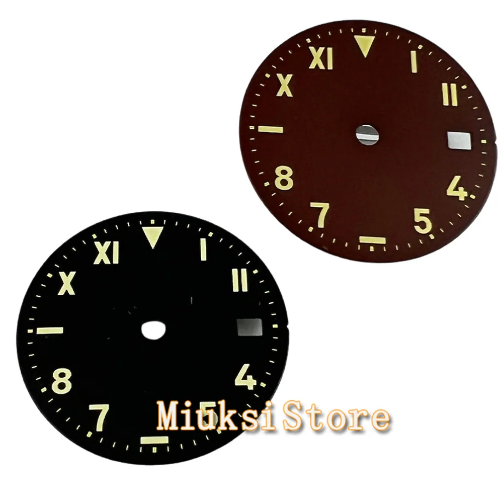 28.5mm Brown/Black Mens Watch Dial fit  Miyota 8205 8215 821A MingzhuDG2813 3804 ETA 2824 2836 movement