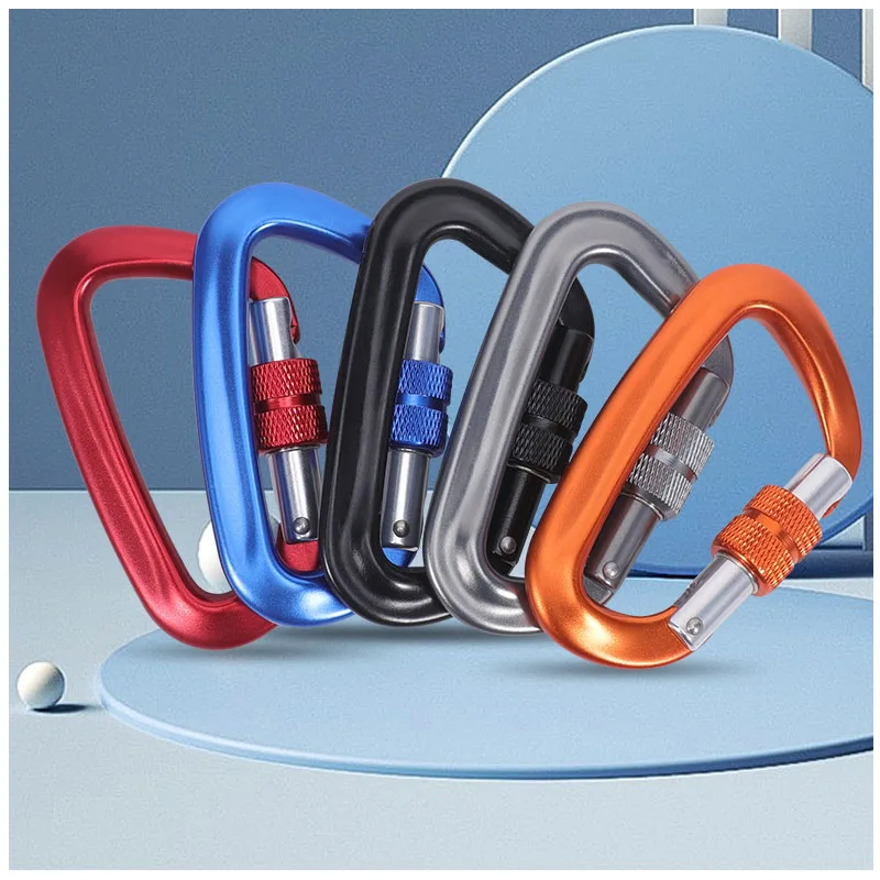 عرض ساخن لعام 2025! حلقة تسلق بقفل لولبي على شكل حرف D - خطافات تسلق من سبائك الألومنيوم للمعدات الخارجية وتسلق الصخور والتخييم والمشي لمسافات طويلة