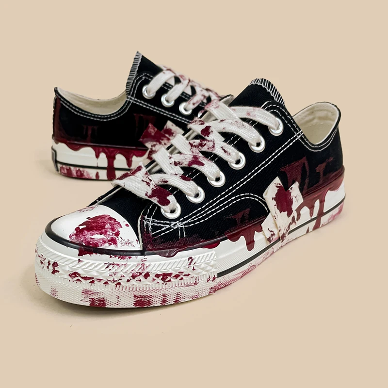 Amy and Michael Original Design 2024 New Fashion Individual Graffiti Women Sneakers Female Low Top Hand Painted Canvas Shoes