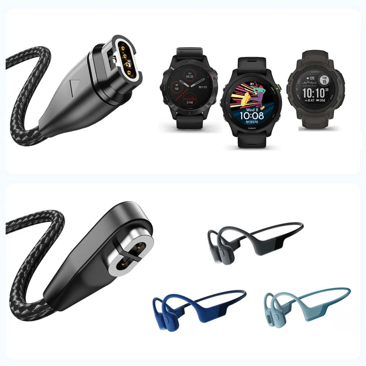 

POP-l2PCS Flexible Cord Cable Charger Cable for Garmin/Shoin AS800/S810/S803 Earpieces Sport