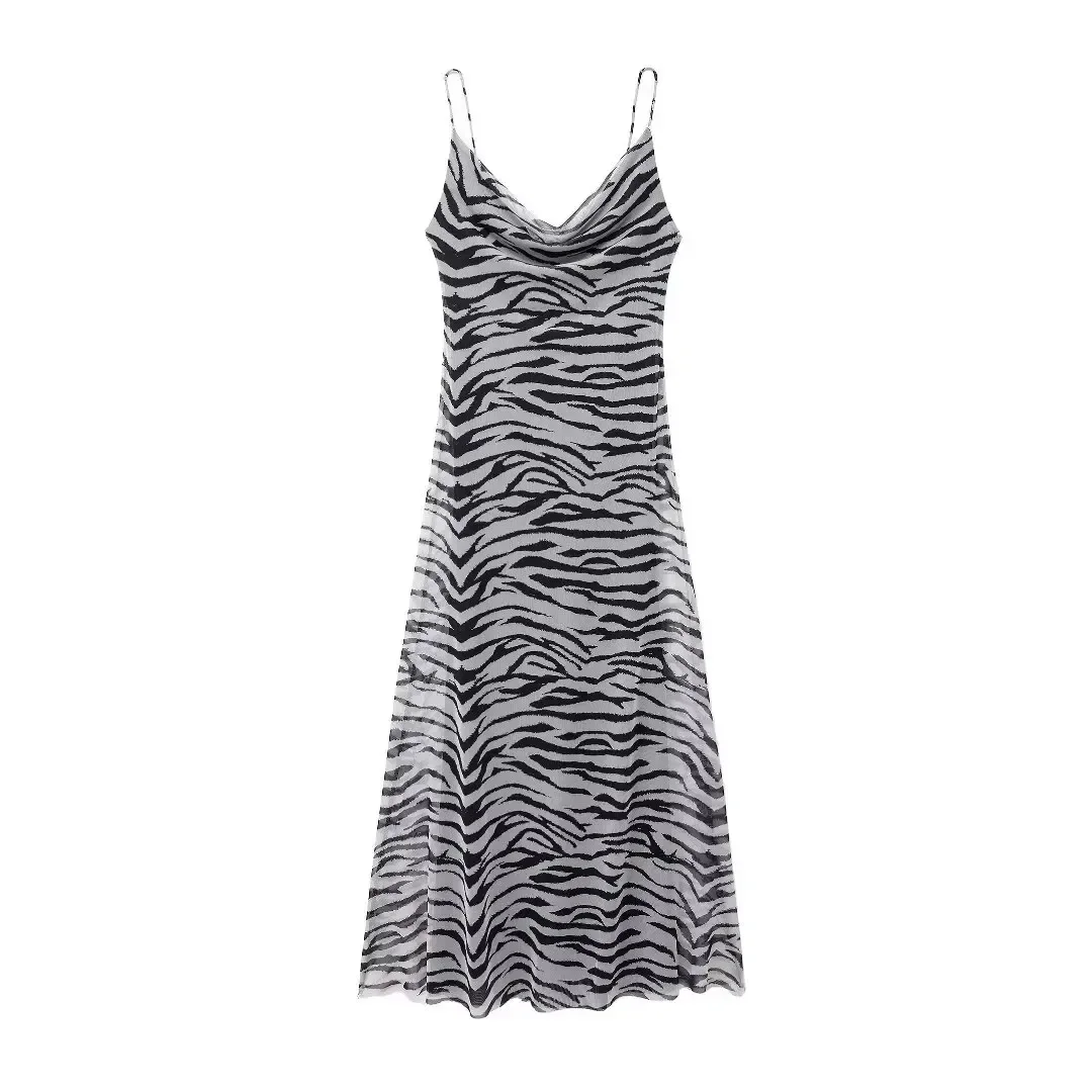 HH Elegantes Leoparden-A-Linien-Kleid 2026 Sommer Ärmelloses Rückenfreies Trägerkleid Schlankes Langes Kleid im Retro-Stil für die Abschlussfeier – Detail 4