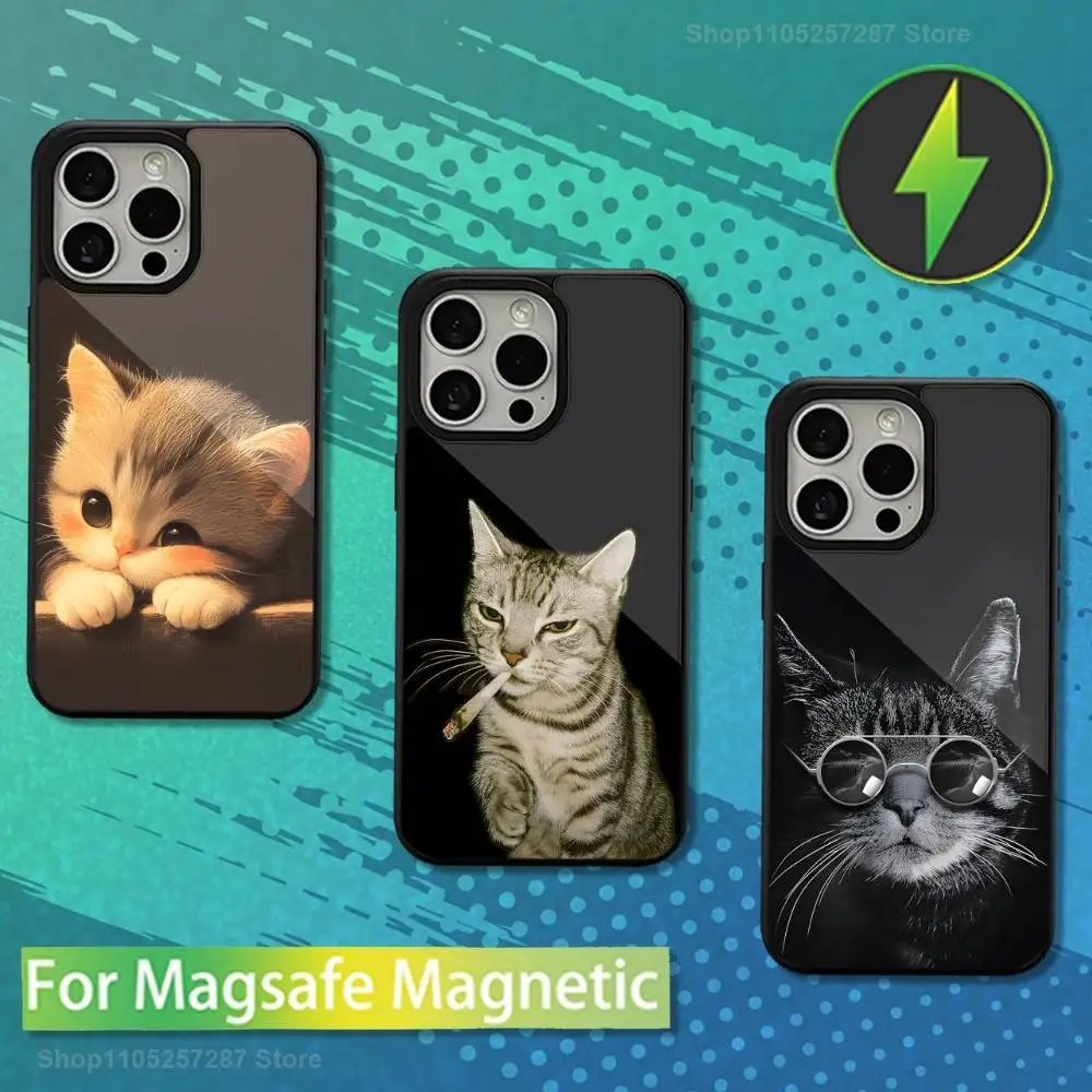 

Cute Expressions Cat Phone Case For iPhone 13,15,17,14,Pro,Max,For Magsafe,Plus,12,11,16,Mini,Magnetic Wireless Charging