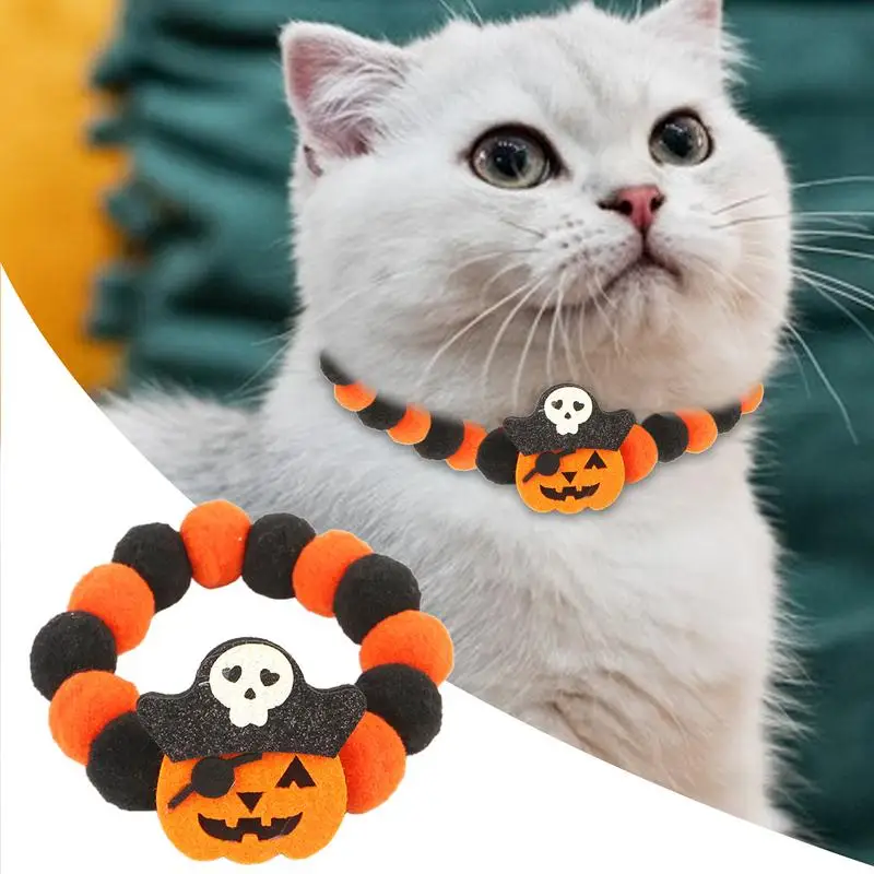 Comfortable Pet Halloween Collars Adjustable Dog Collar for Small Dogs Cats Fashionable Halloween Pet Collar for Puppy Kitten