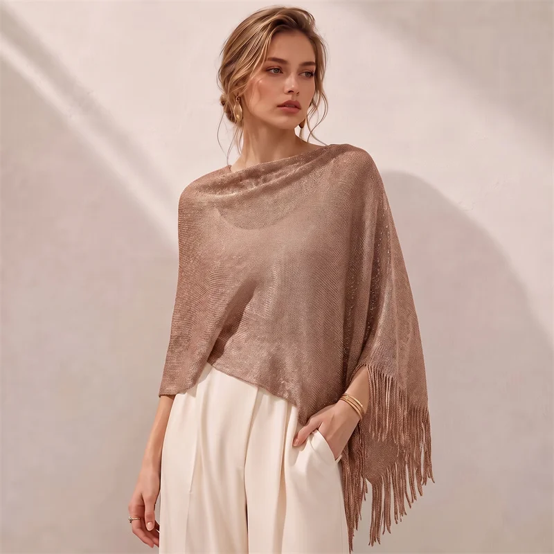 New 2026 Shawls Summer Beach Sexy Women Fashion Solid Color Smock Bikini Cover Up Loose Blouse Sunscreen Comfortable Poncho Hot