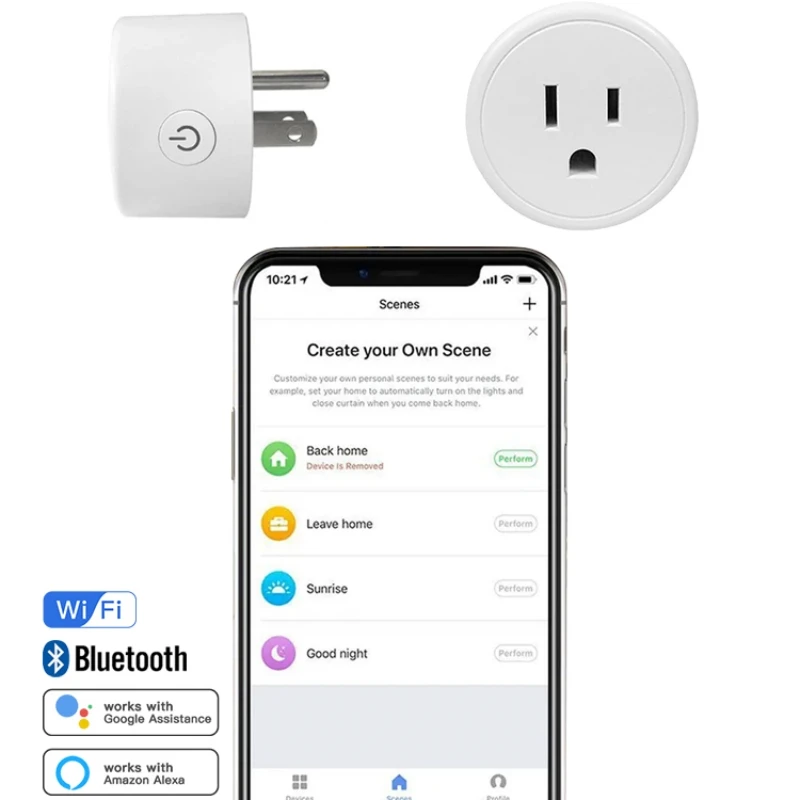 

Wi-Fi + BLE Smart Plug США Розетка Беспроводной переключатель Приложение для умного дома Связь сцены Поддержка Alexa Google Home Голосовое управление помощником