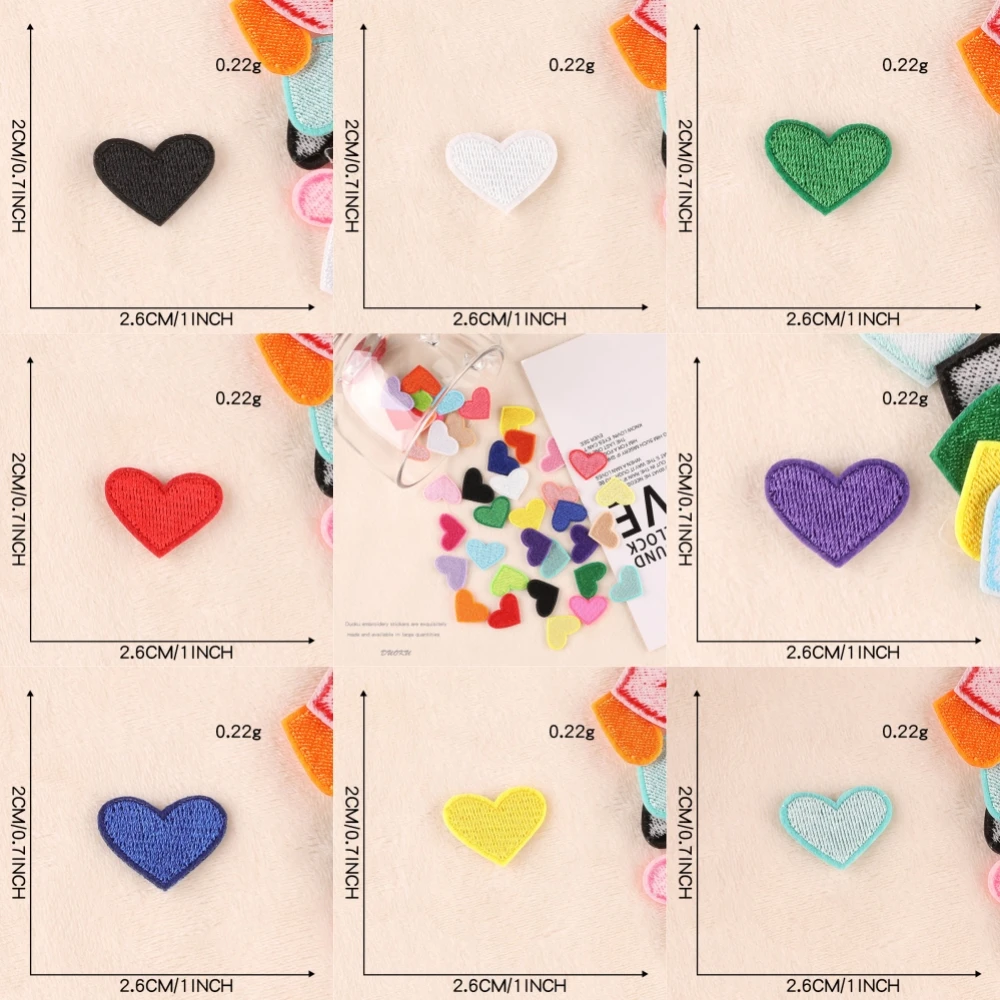 

Самоклеящиеся 20-цветные на выбор, маленькие размеры, нашивки для вышивки в форме сердца, сделай сам, милые аксессуары для одежды, украшение