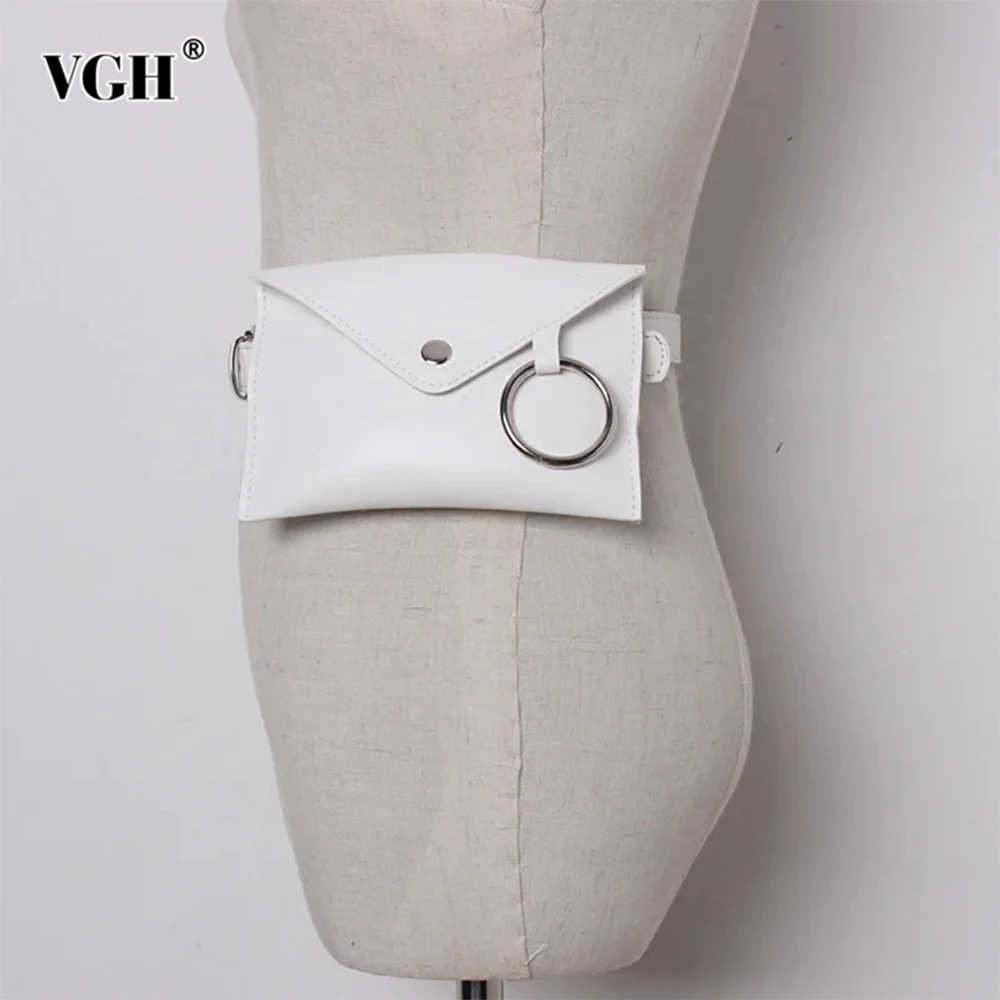 VGH Streetwear Chic Soild Spliced Belts Bags For Women Fashion Patchwork Circular Ring Minimalist Casual Mini Bag Female Style