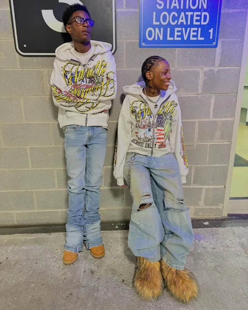 2025 European and American retro fashion men printed zipper hoodie Harajuku Goth streetwear coat couple oversized sweatshirt