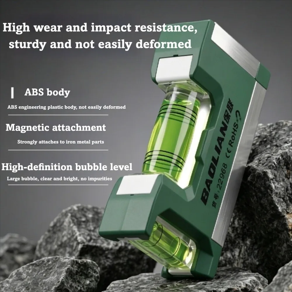 Multi-Function Mini Level Tool Aluminum Construction Lightweight Magnetic Pocket Level Magnetic Bubble Level Gauge