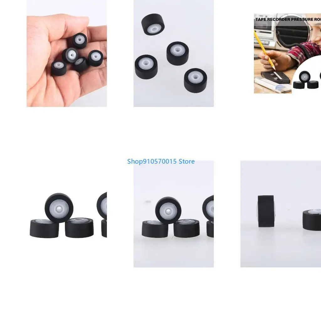 B95C 5Piece Cassette Recorder Pinch Roller Casettes Tape Belt Pulley Bearing Wheel Rollers Pressure Belt Pulley Set