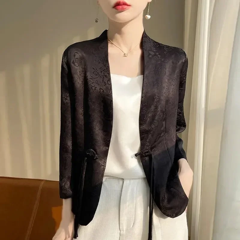 Blazer con fibbia in stile nazionale cinese temperamento femminile manica corta cappotto corto top alta moda nuova giacca Cardigan