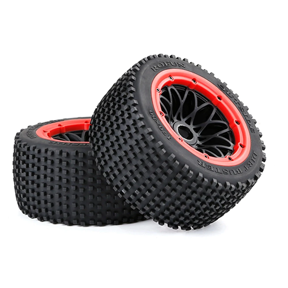 Off-Road Rear TYres ThiCkened Wheel Set for 1/5 HPI ROFUN ROVAN KM BAJA 5B Rc Car Parts,Red