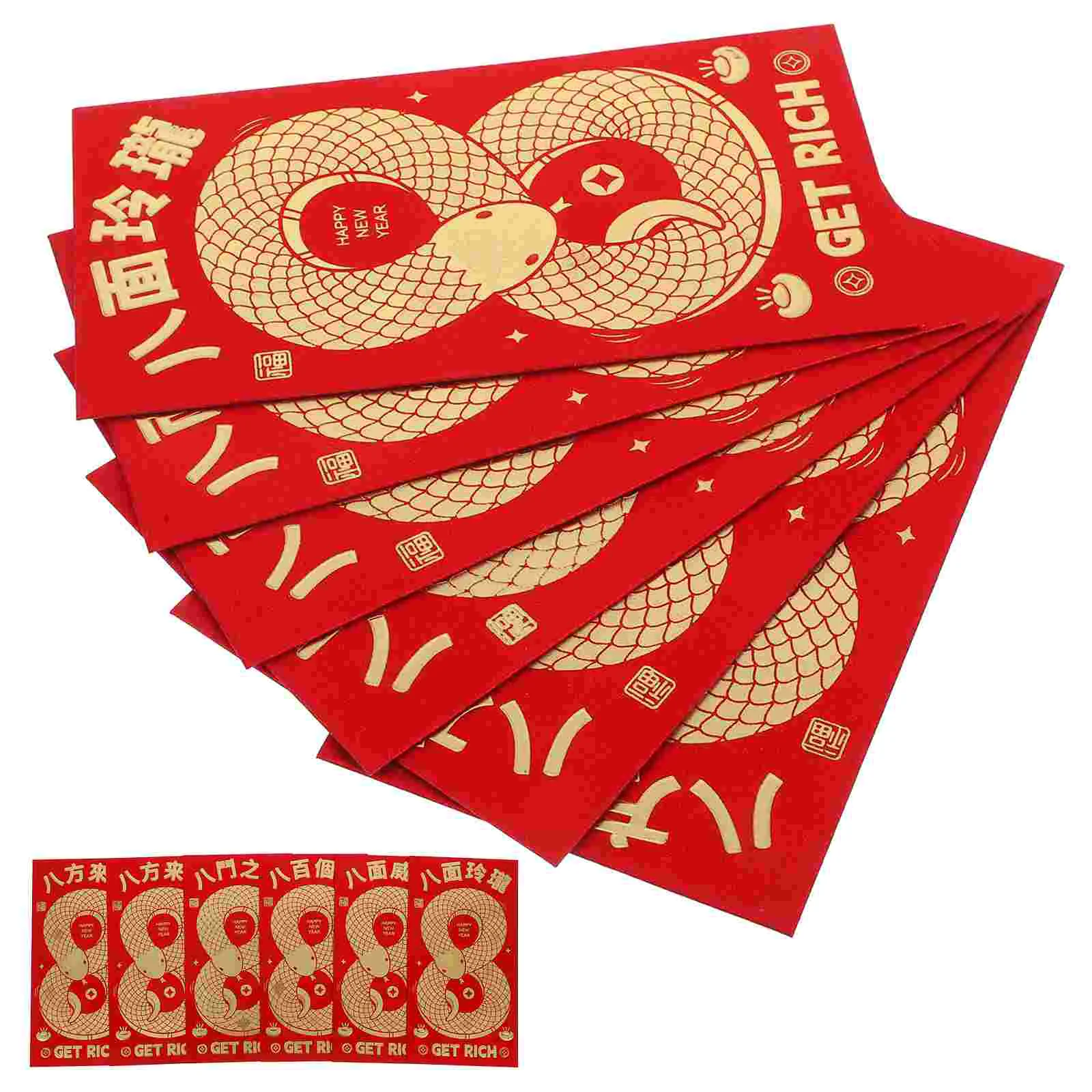 

12 Pcs Red Envelope Chinese Vietnamese Envelopes Year of The Snake Packet New Coin