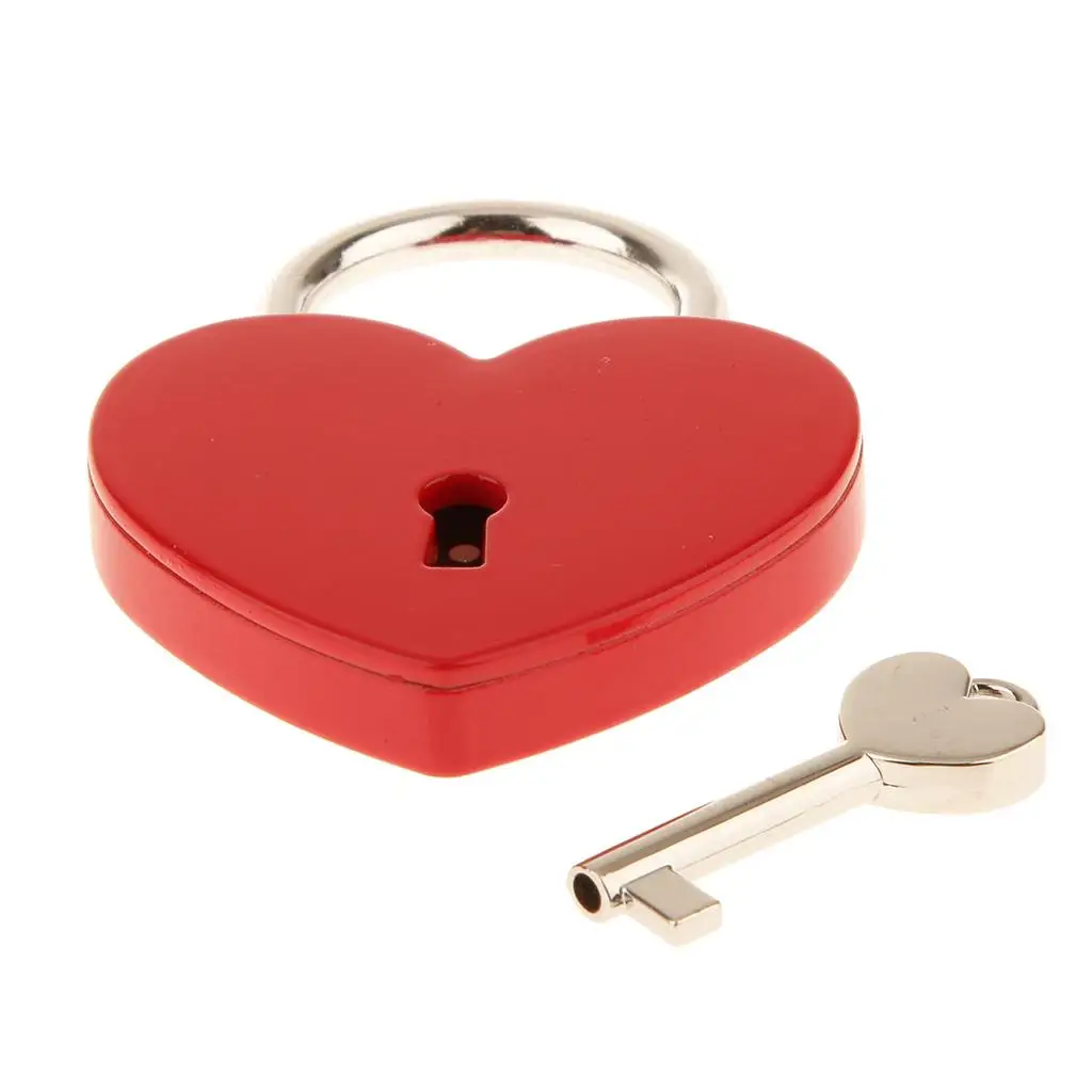 Heart Shaped Metal Padlock with Key Antique Style Travel Lock for Jewelry Case Luggage and Backpack