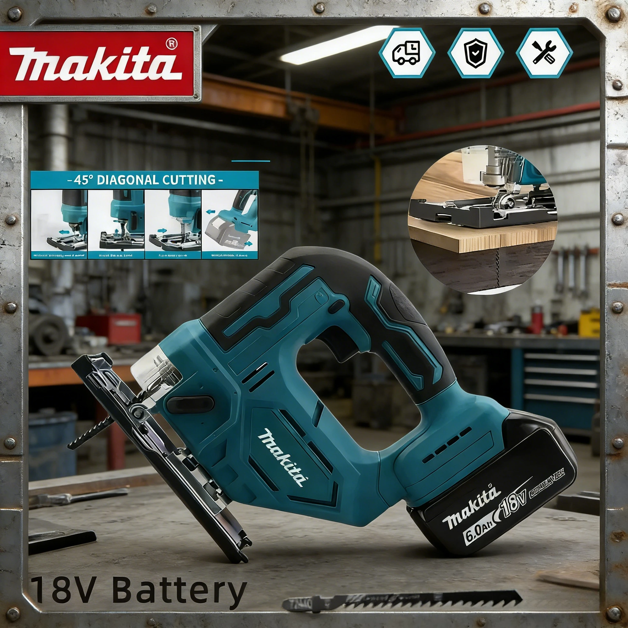 

Аккумуляторная многофункциональная электрическая пила Makita DJV182 с бесщеточным двигателем, 18В, для резки дерева и проволоки