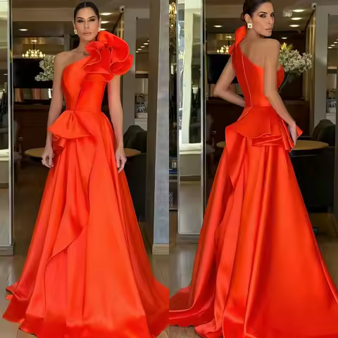 Customized Exquisite One Shoulder Sleeveless Evening Dress High Quality Satin Prom Dresses Fashion Ruched Homecoming Gowns