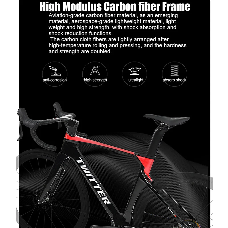 تويتر 700X28C Sensah 24 سرعة الكربون الطريق الدراجة القرص الهيدروليكي سباق الدراجات مع 50 مللي متر الكربون العجلات الكابلات الداخلية للبالغين