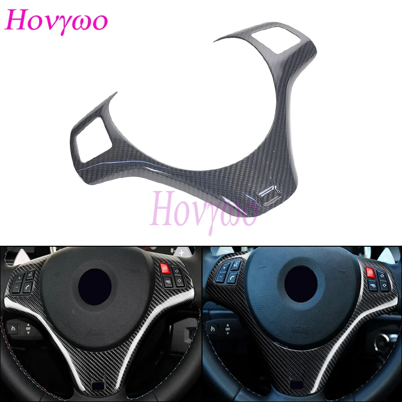 Real Carbon Fiber Car Inner Steering Wheel Trim Decoration Cover Add On For BMW 3 Series E90 E92 E93 2005-2012