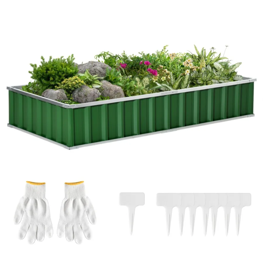 

Metal Raised Garden Bed 69x36 Green Steel Planter Box for Patio Backyard DIY No Bm with Gloves