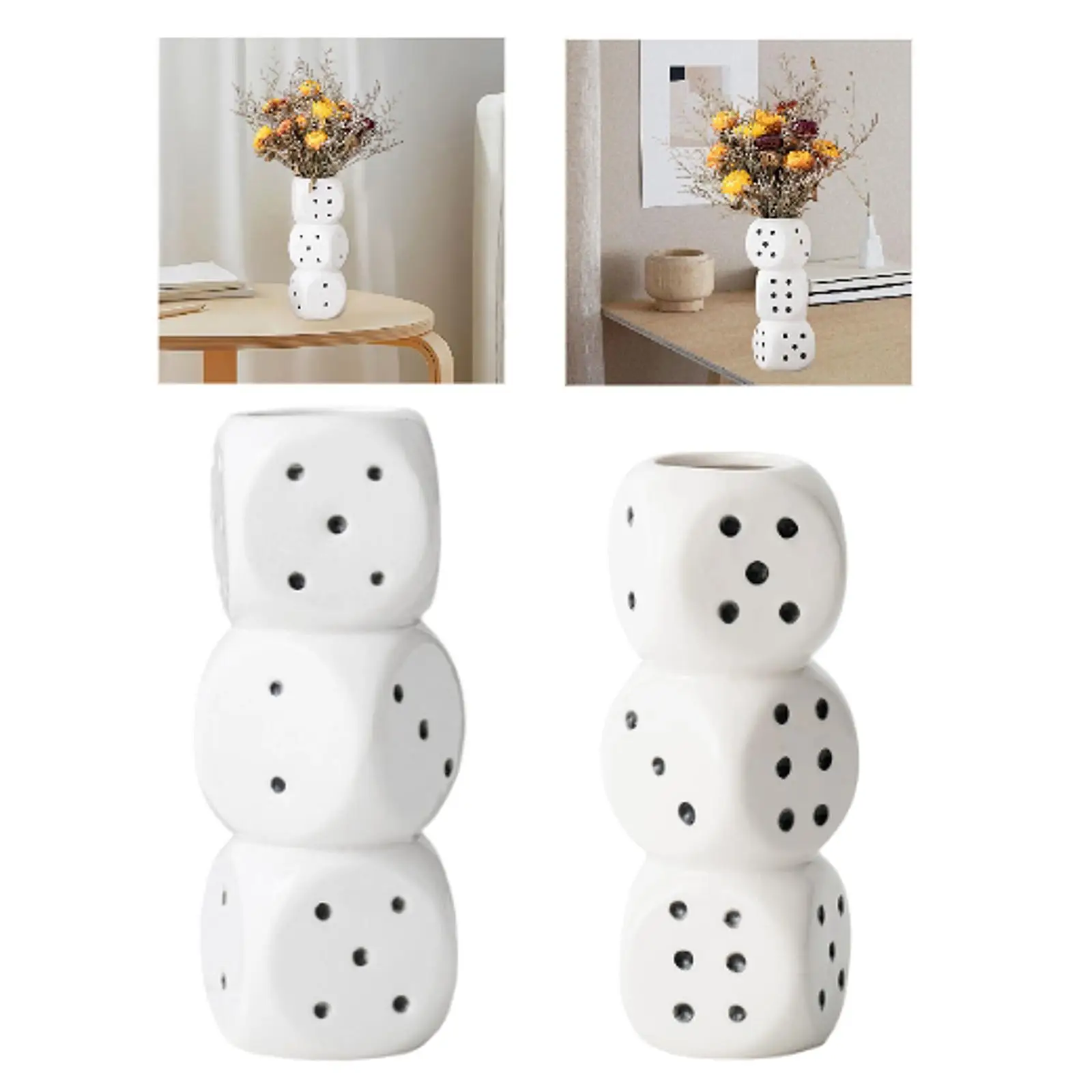

Dice Vase Decorative Unique Birthday Gifts Flower Pot Ceramic Vase Flower Vase for Living Room Cafe Bookshelf Entrance Tabletop