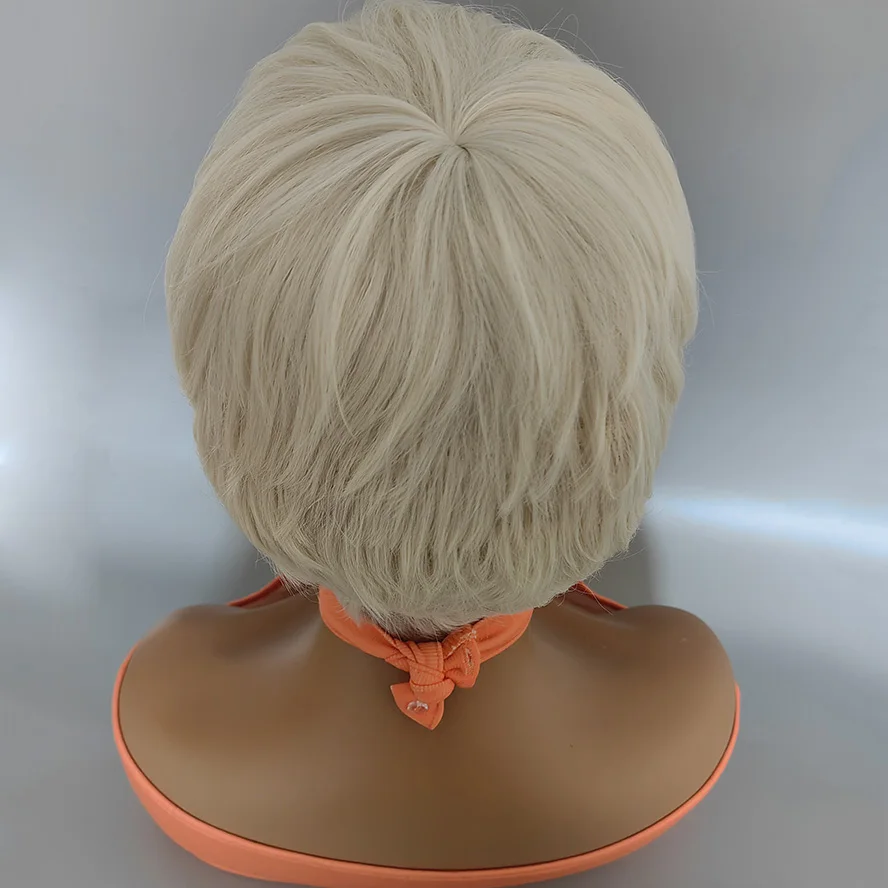 新着ショート ホワイト カット ウィッグ イエロー合成ウィッグ