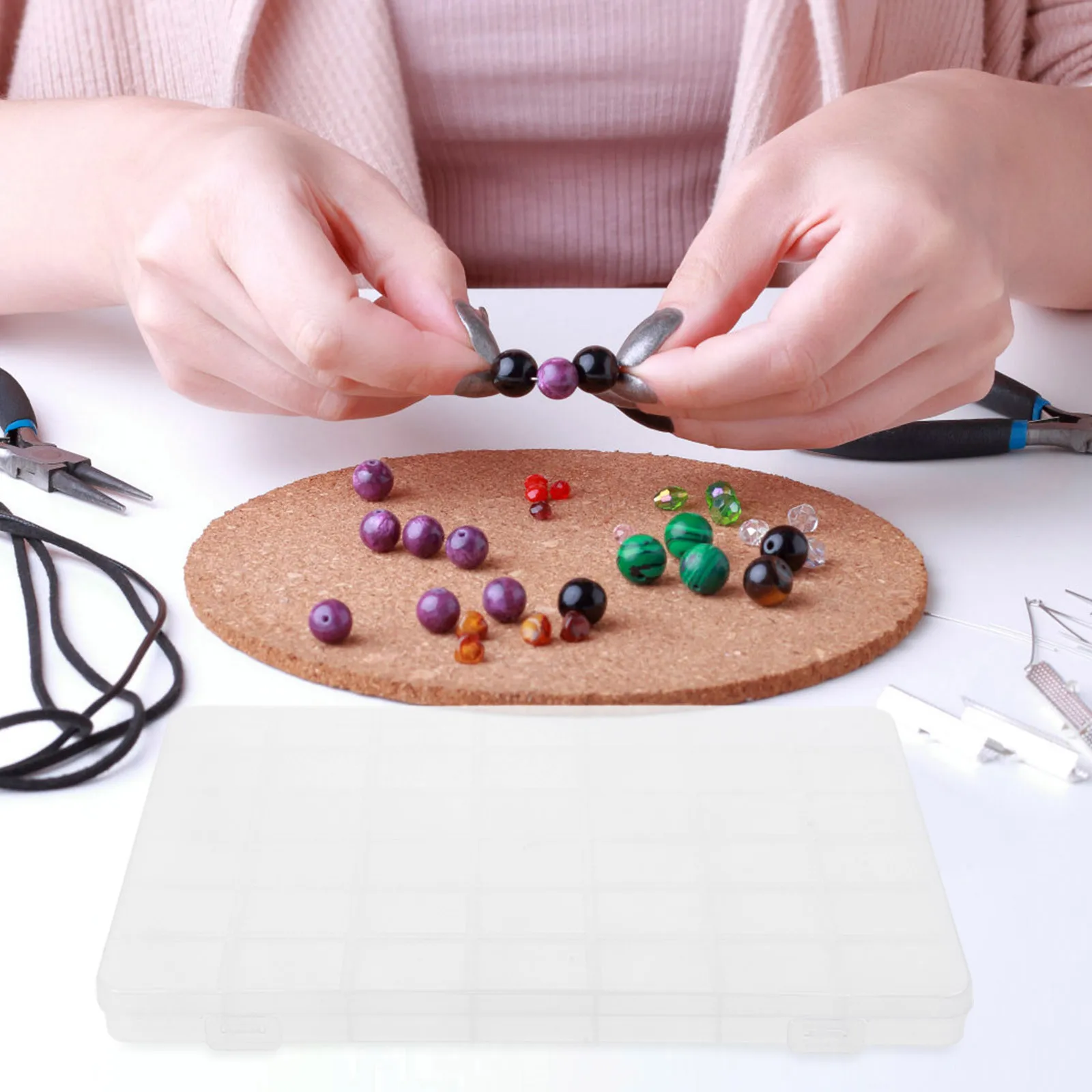 

5 шт., коробка для хранения бусин, прозрачный органайзер, 42 отделения, пластиковый чехол для хранения ювелирных изделий, контейнер, органайзер для ювелирных изделий, коробка