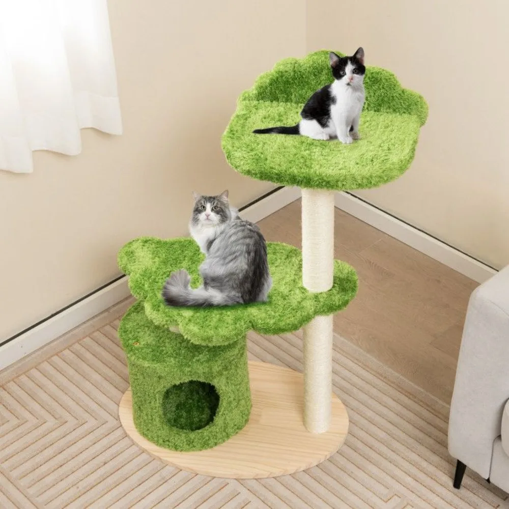 

38 Inch Cute Cat Tree for Indoor Cats with Fully Wrapped Sisal Scratching Posts, Comfy Recreation Spot, All-in-one Cat Tree