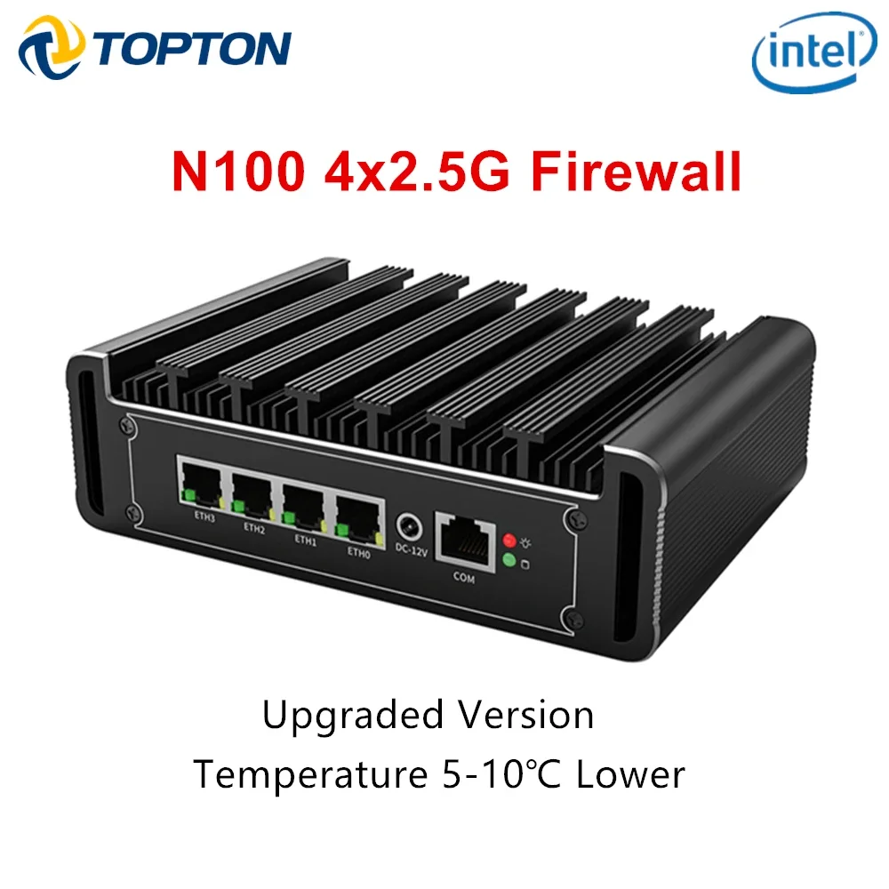 Micro pare-feu industriel sans ventilateur, N100, N5105, J4125, N6000, mini PC, appareil, 4x2,5 GbE, i226, LAN, ordinateur, routeur de réseau domestique