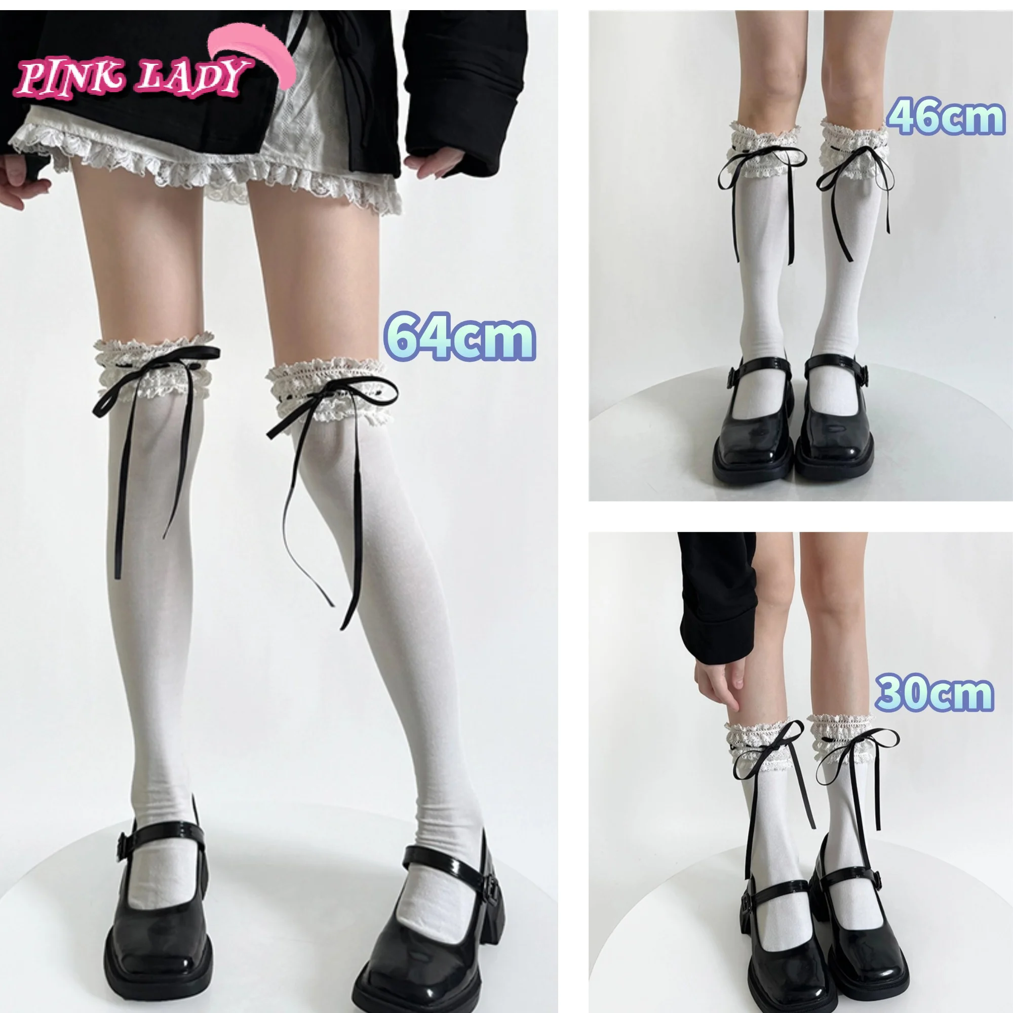 

Нежные балетные носки в стиле Лолиты с широкой кружевной лентой, женские носки до бедра с бантом, носки до щиколотки, милые чулки