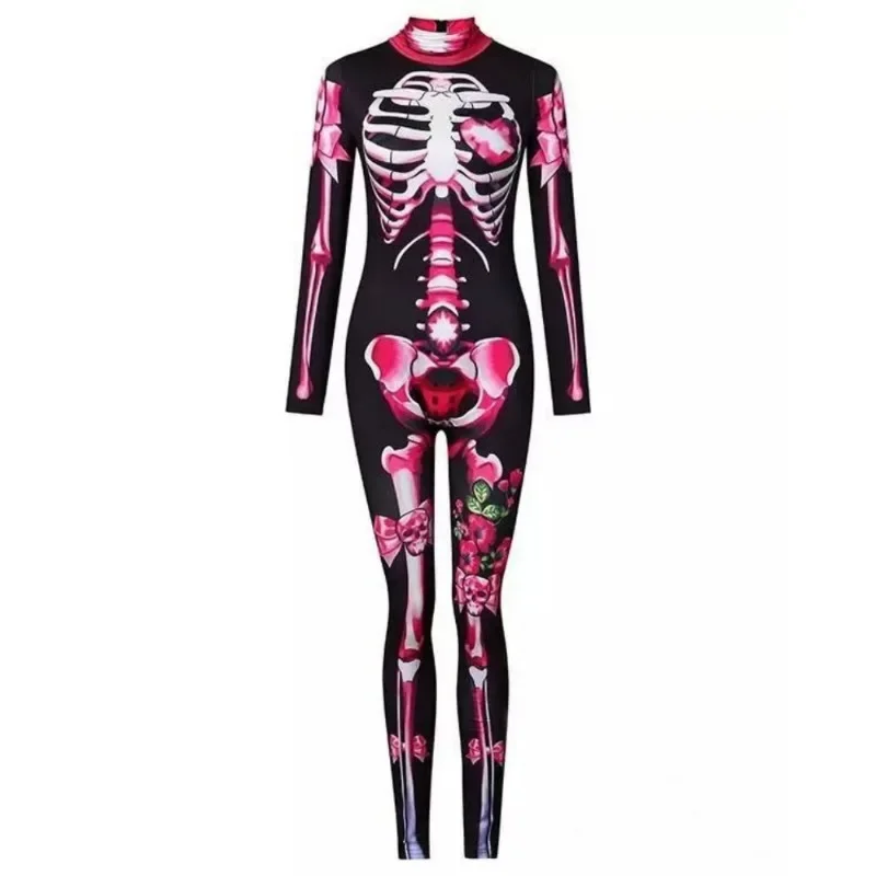 Rose Skeleton Adult Child Scary Cosplay Costume Halloween Dress Sexy Jumpsuit Carnival Party Baby Girl Rompers Day of The Dead