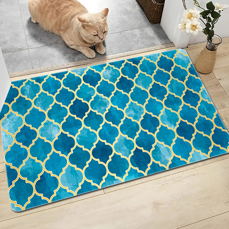 Turkish Mosque Window Shape Pattern Carpet Home Geometric Texture Living Room Bedroom Kitchen Decorative Carpet Entry Door Mat