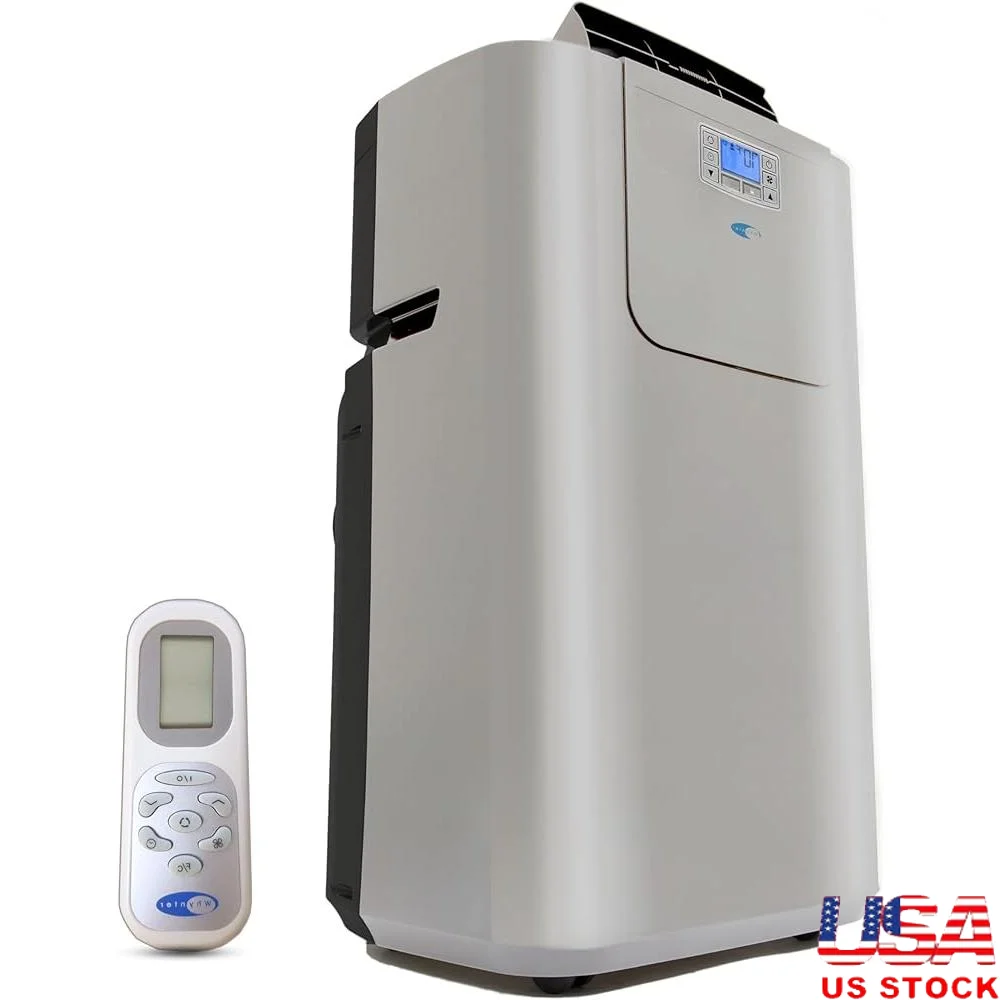 12,000 BTU Portable Air Conditioner Heater Dehumidifier Quiet Dual Hose Rooms Up to 400 Sq Ft 4 Modes Energy Efficient