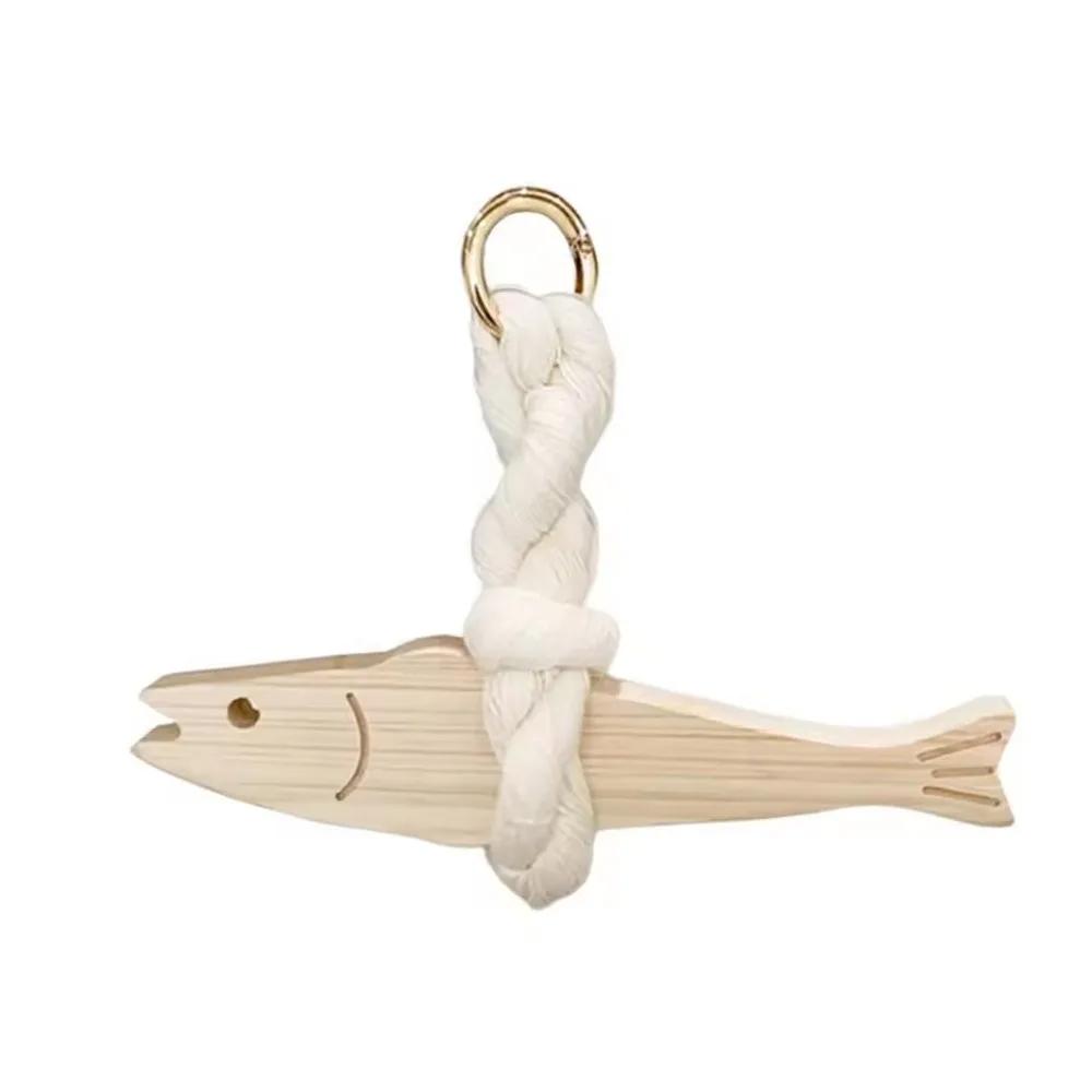 Lightweight Wooden Fish Car Ornament Hangable with Bell Pollack Door Pendant Ultra-thin Fish Wall Art Living Room