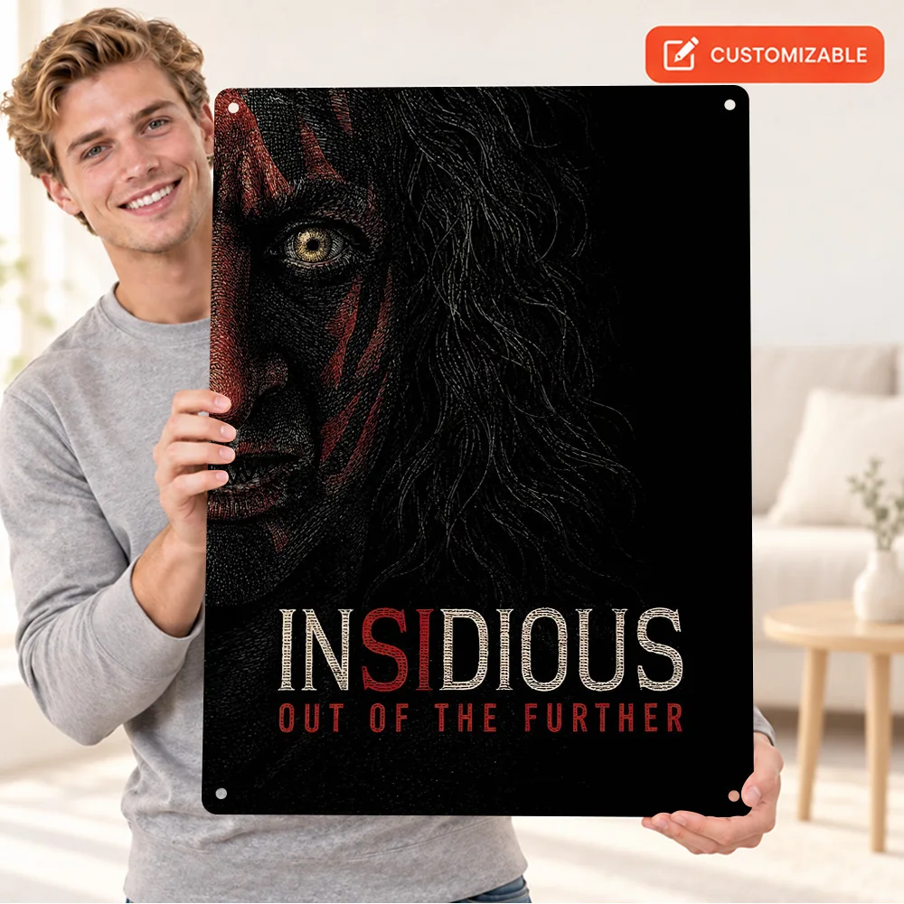 Insidious Out Of The Further Printed Poster Customized Aluminum Metal Sign Dark Face Red Lighting Graphic Wall Art For Bedroom