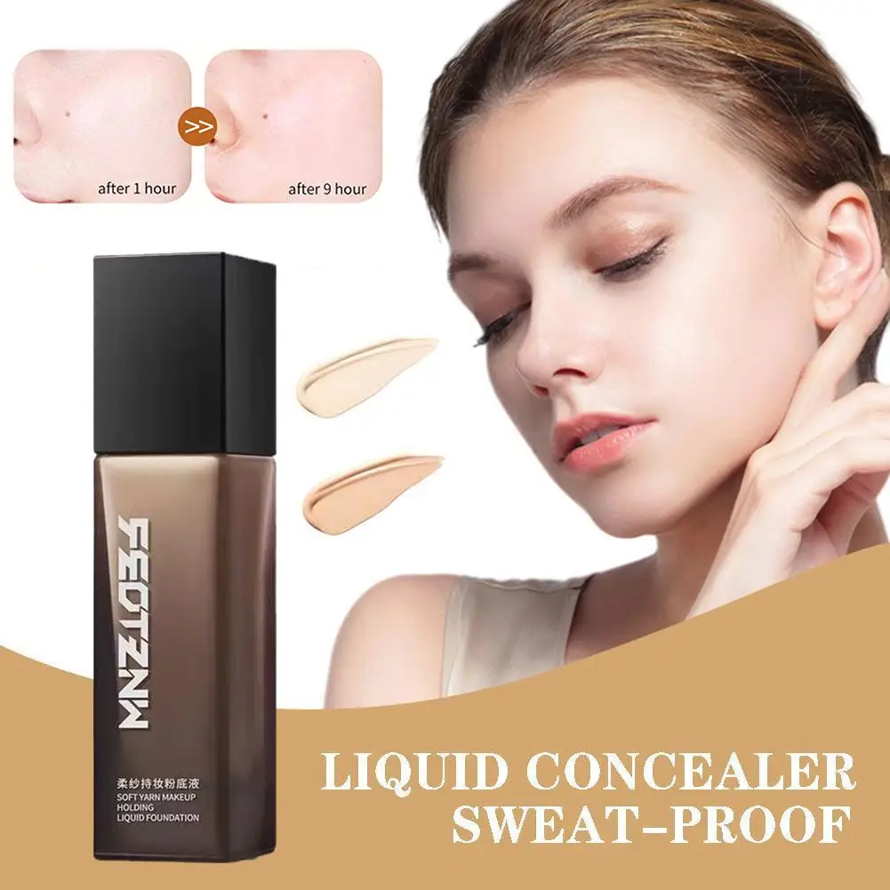 30g Waterproof Liquid Foundation Long Lasting Makeup Hydrating Natural White Face Concealer Sweat-Proof Oil-Control Foundation