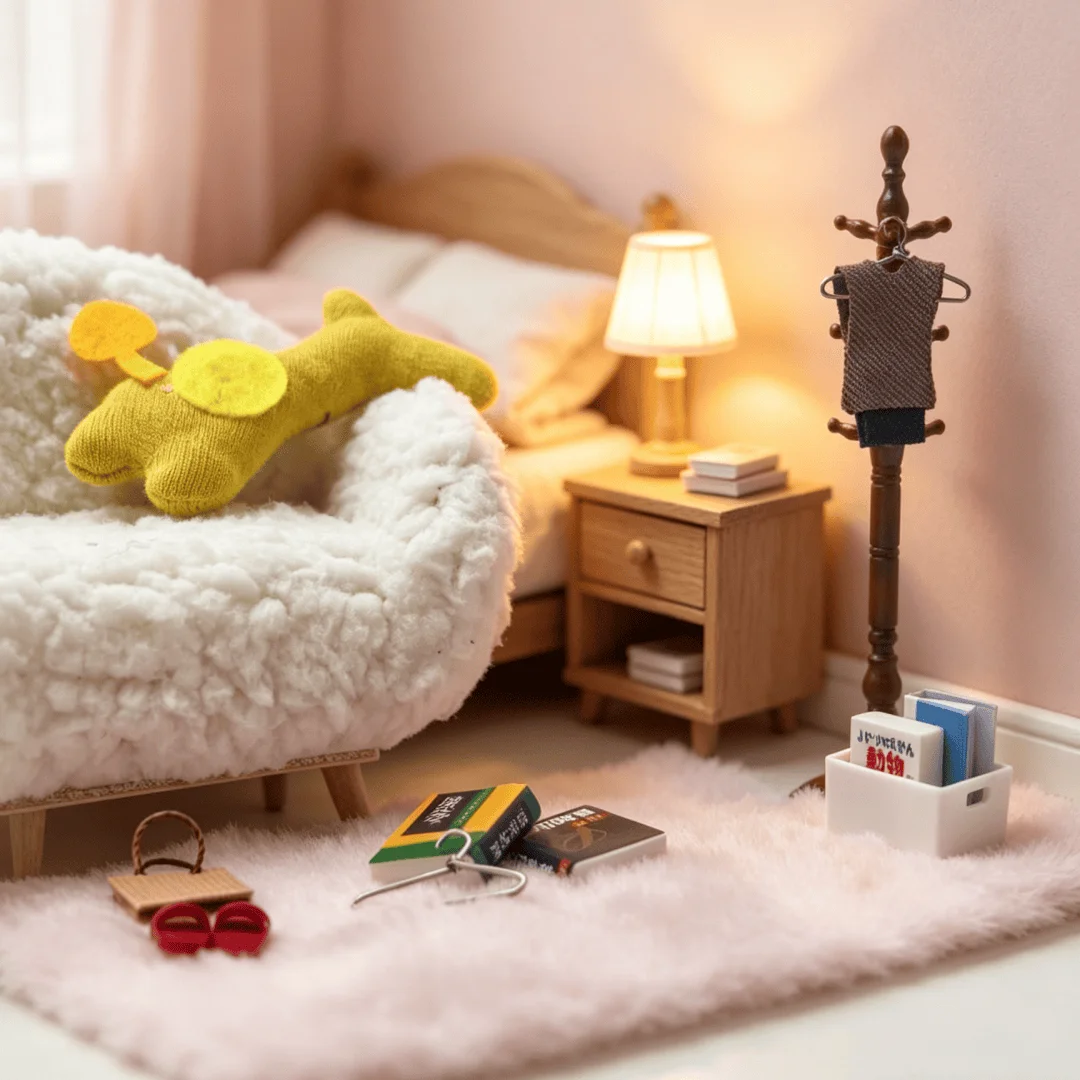 Mini coat rack, vintage and realistic, cute dollhouse bag hanger, a rich assortment of miniature decorative accessories for livi